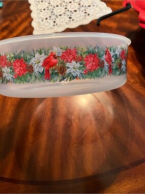 🌺QVC Red Cardinal & Poinsettia Decorative Serving Bowl 🌺4 for 50 free shipping